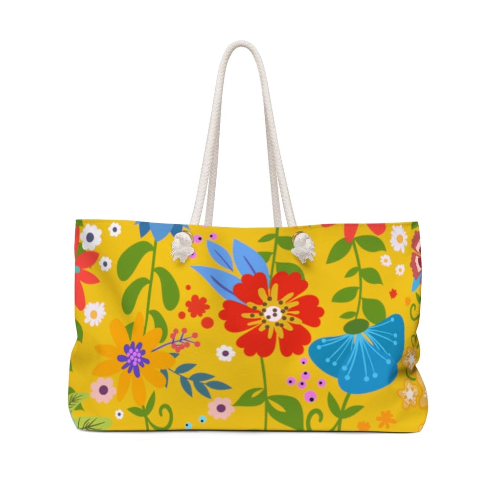 Weekender Tote Bag Floral Print - Yellow - Bags | Tote Bags | Weekender