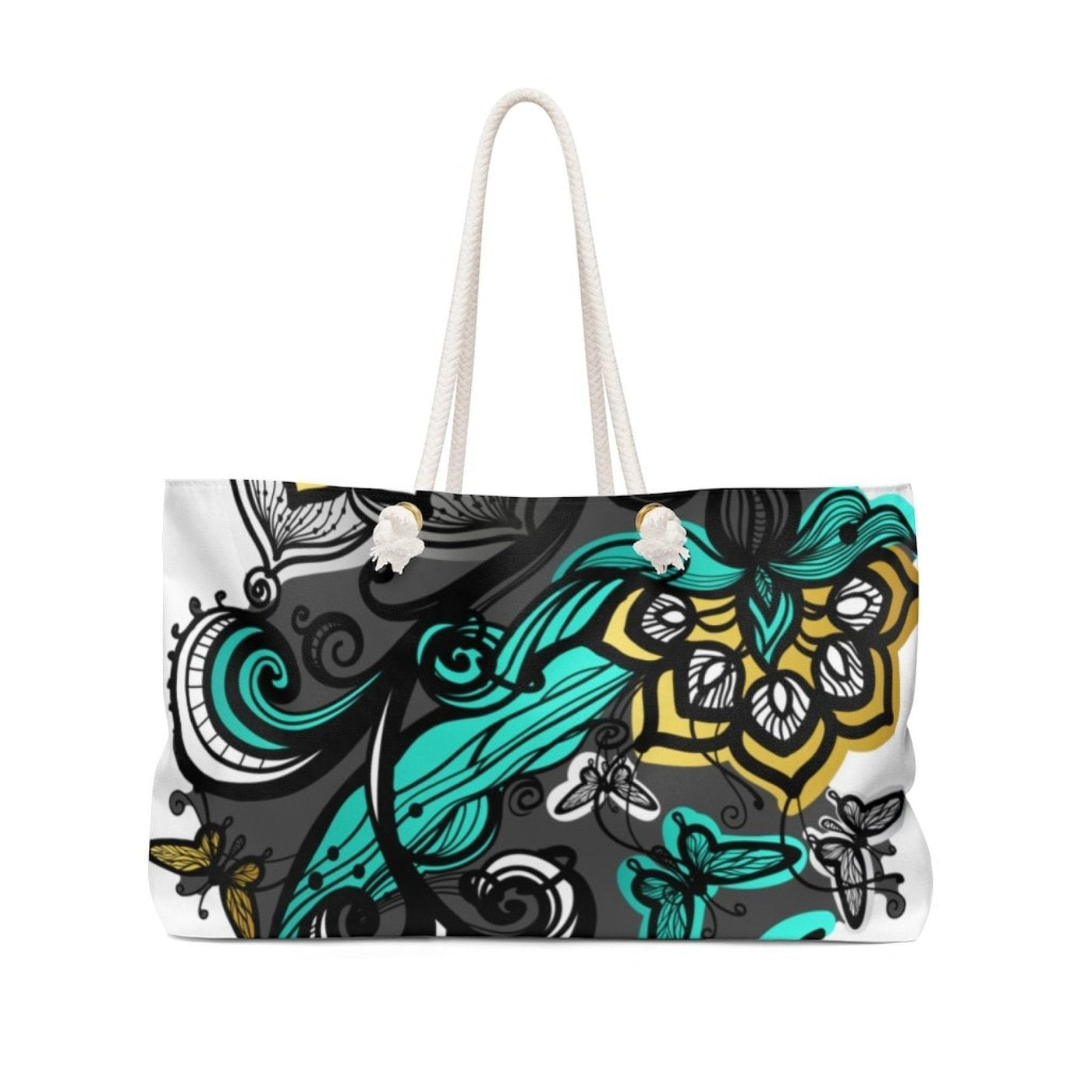 Butterfly Floral Green Handbag Weekender Tote Bag - Bags | Tote Bags | Weekender