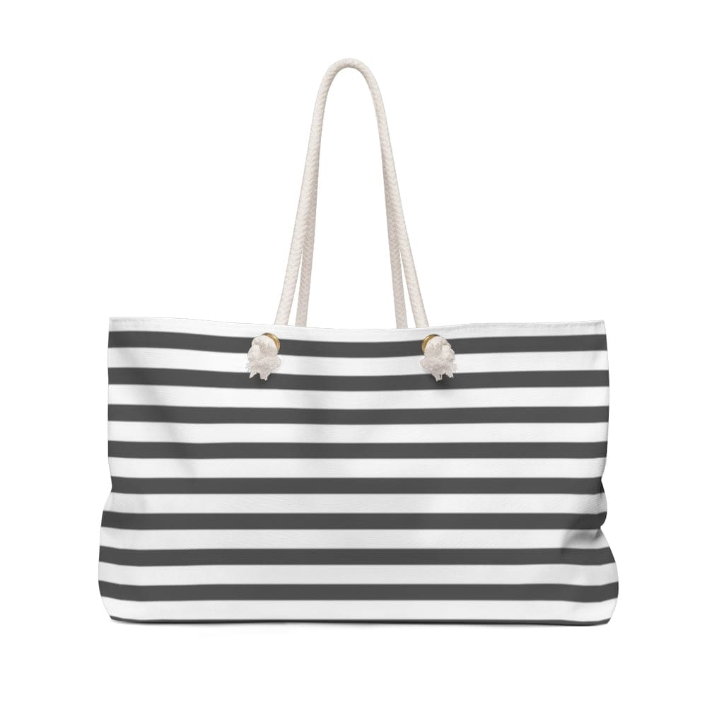 Weekender Tote Bag Grey And White Stripes - Bags | Tote Bags | Weekender