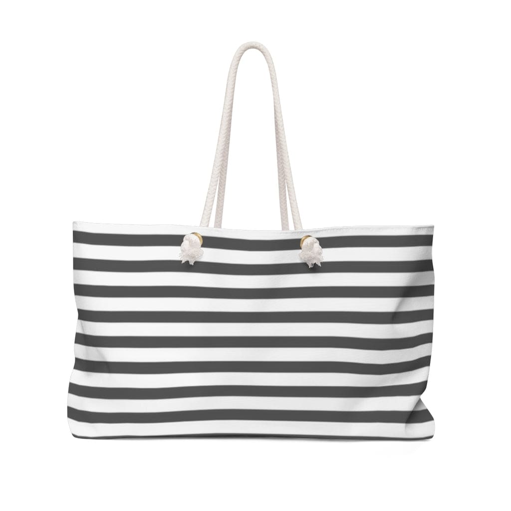 Weekender Tote Bag Grey and White Stripes - Bags | Tote Bags | Weekender