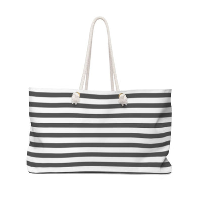 Weekender Tote Bag Grey And White Stripes - Bags | Tote Bags | Weekender