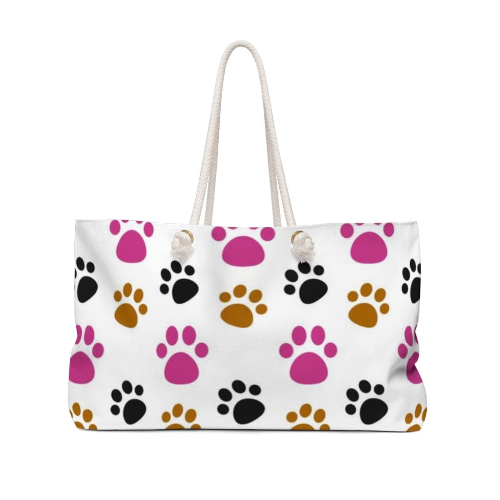 Weekender Tote Bag Pink and Black Paws - Bags | Tote Bags | Weekender