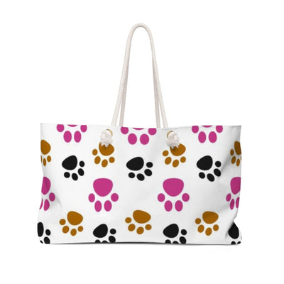 Weekender Tote Bag Pink And Black Paws - Bags | Tote Bags | Weekender