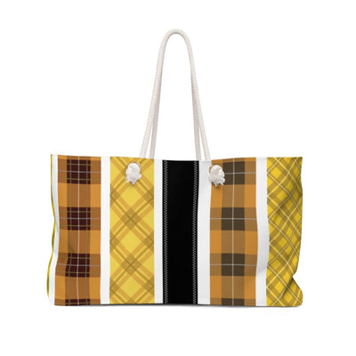 Weekender Tote Bag Yellow Tartan Plaid Print - Bags | Tote Bags | Weekender