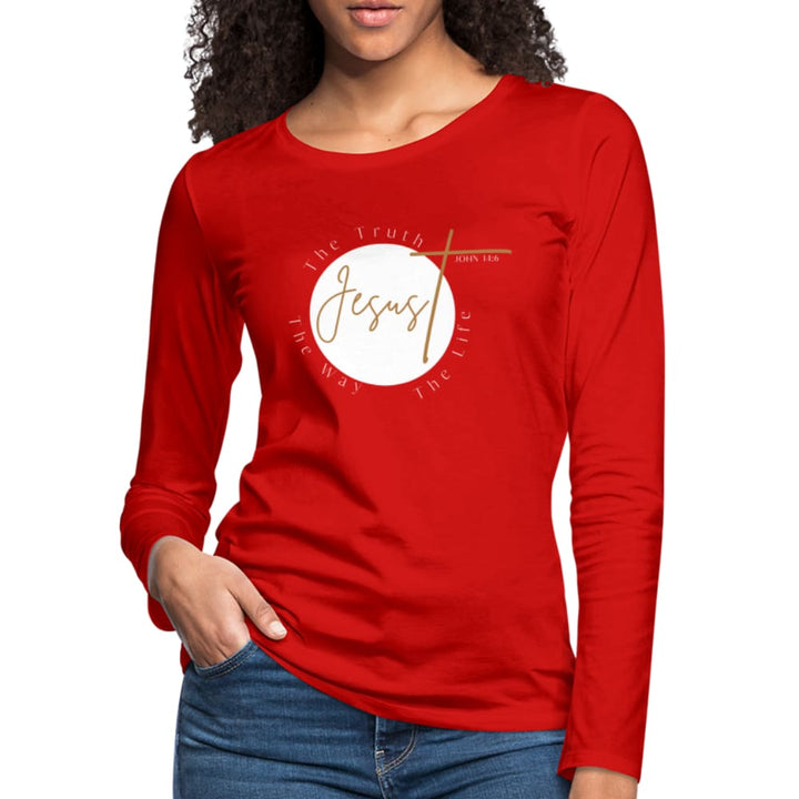 Womens Long Sleeve Graphic Tee Jesus the Truth the Way the Life Print - Womens