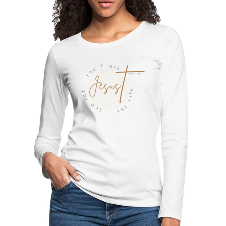Womens Graphic Tee Jesus The Truth The Way The Life Long Sleeve Shirt - Womens