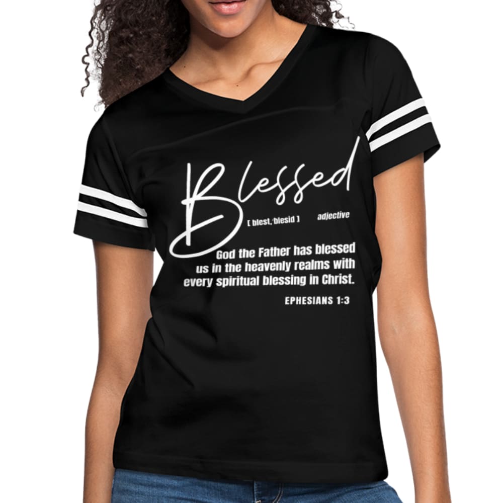 Womens T-shirt Vintage Sport Black S-2xl Blessed With Every Spiritual Blessing