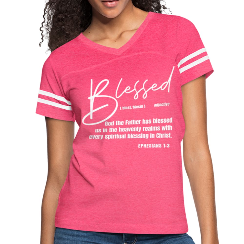 Womens T-shirt Vintage Sport Black S-2xl Blessed With Every Spiritual Blessing