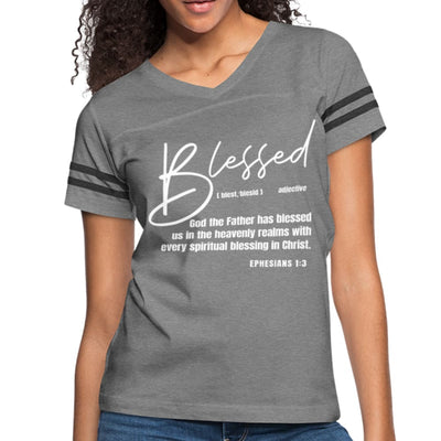 Womens T-shirt Vintage Sport Black S-2xl Blessed With Every Spiritual Blessing -