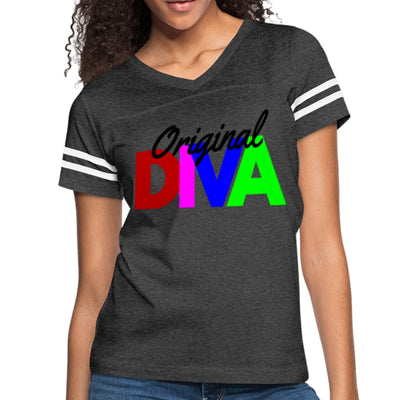 Womens Graphic Vintage Sport T-shirt Original Diva Colorful Illustration