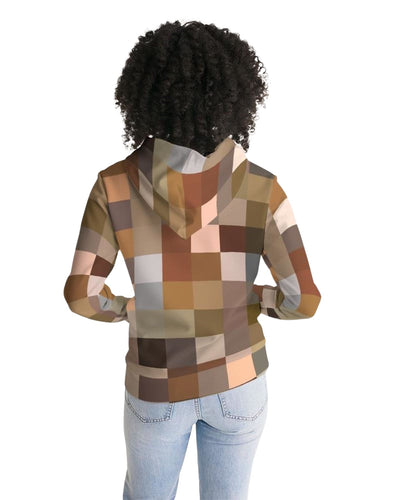 Womens Hoodie Brown Multicolor Colorblock Pattern - Womens | Hoodies | AOP