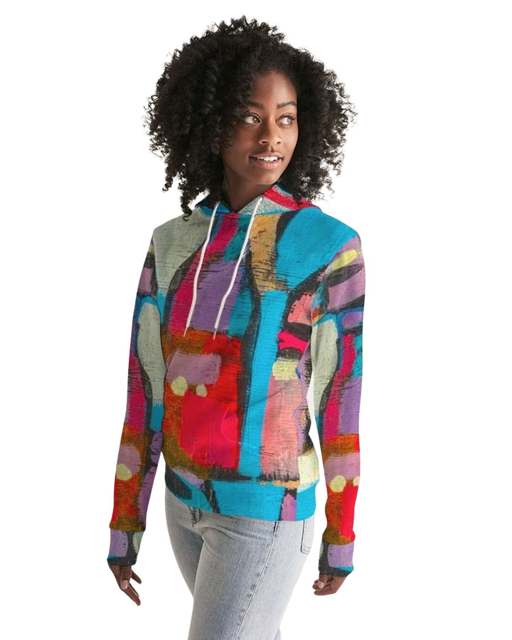 Womens Hoodie - Pullover Hooded Sweatshirt / Multicolor Graphic - Womens