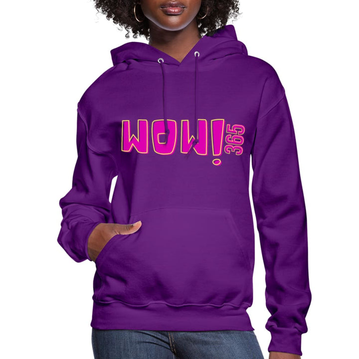 Womens Hoodie - Pullover Hooded Sweatshirt - Pink Graphic/wow 365 - Womens