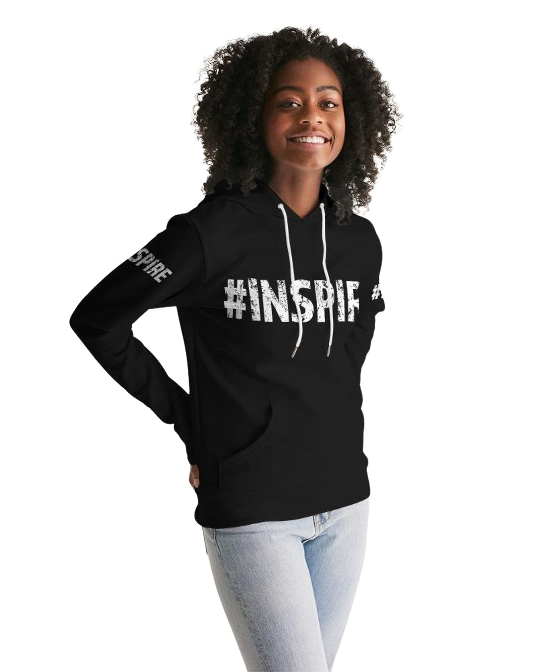 Womens Hoodie - Pullover Hooded Sweatshirt - White Graphic /inspire - Womens