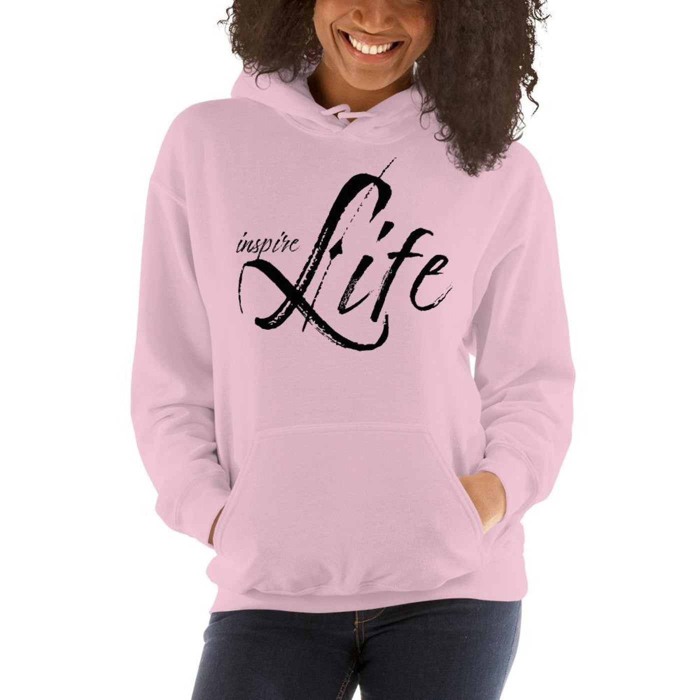 Womens Hoodie - Pullover Sweatshirt - Black Graphic /inspire Life - Womens |