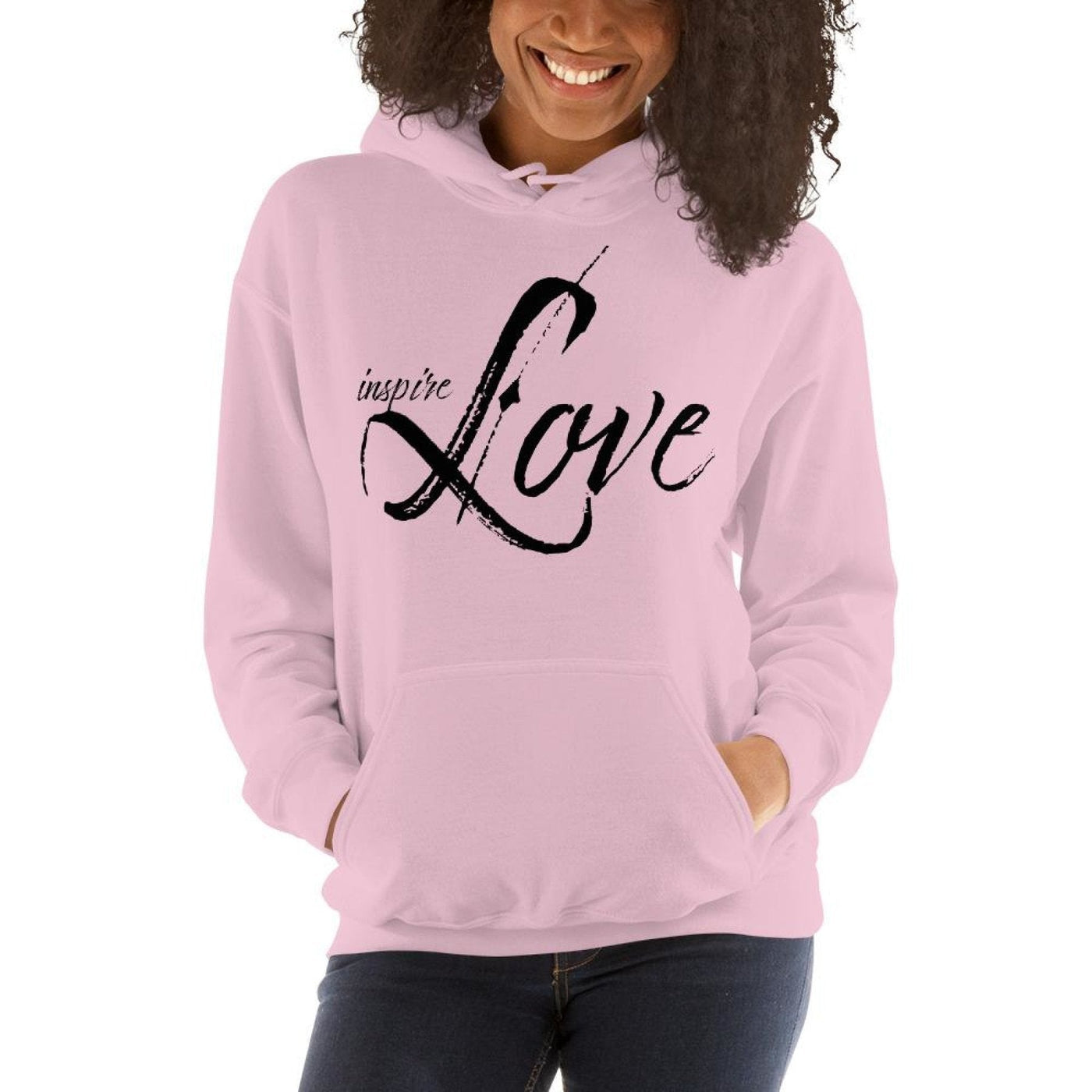 Womens Hoodie - Pullover Sweatshirt - Black Graphic/inspire Love - Womens |