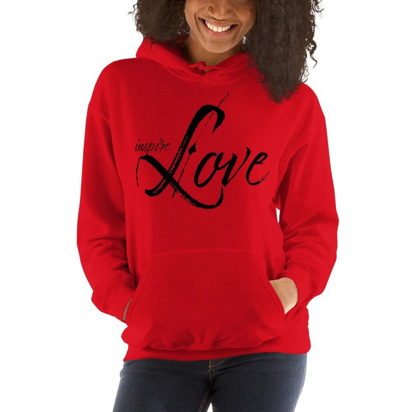 Womens Hoodie - Pullover Sweatshirt - Black Graphic/inspire Love - Womens |