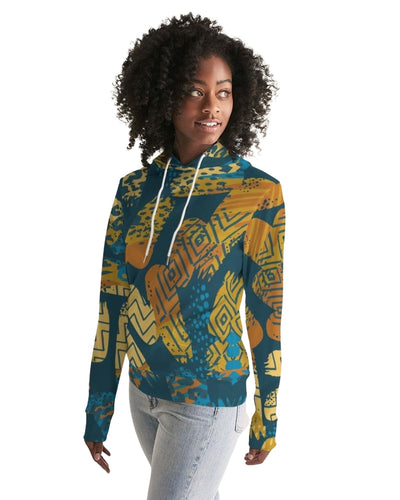 Womens Hoodie - Pullover Sweatshirt - Graphic / Blue Abstract - Womens