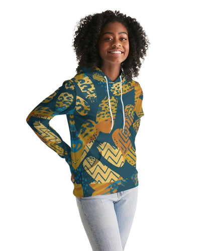 Womens Hoodie - Pullover Sweatshirt - Graphic / Blue Abstract - Womens