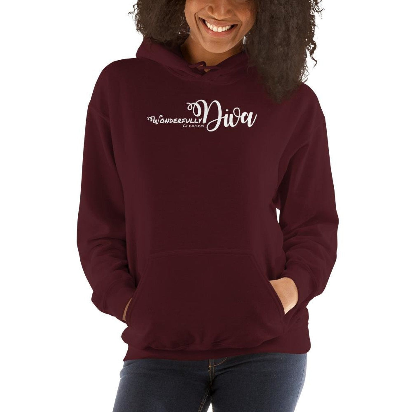 Womens Hoodie - Pullover Sweatshirt - Wonderfully Created Diva - Womens |
