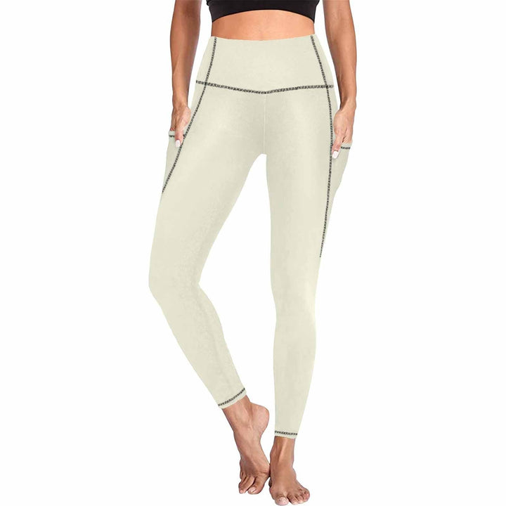 Womens Leggings with Pockets - Fitness Pants / Beige - Womens | Leggings