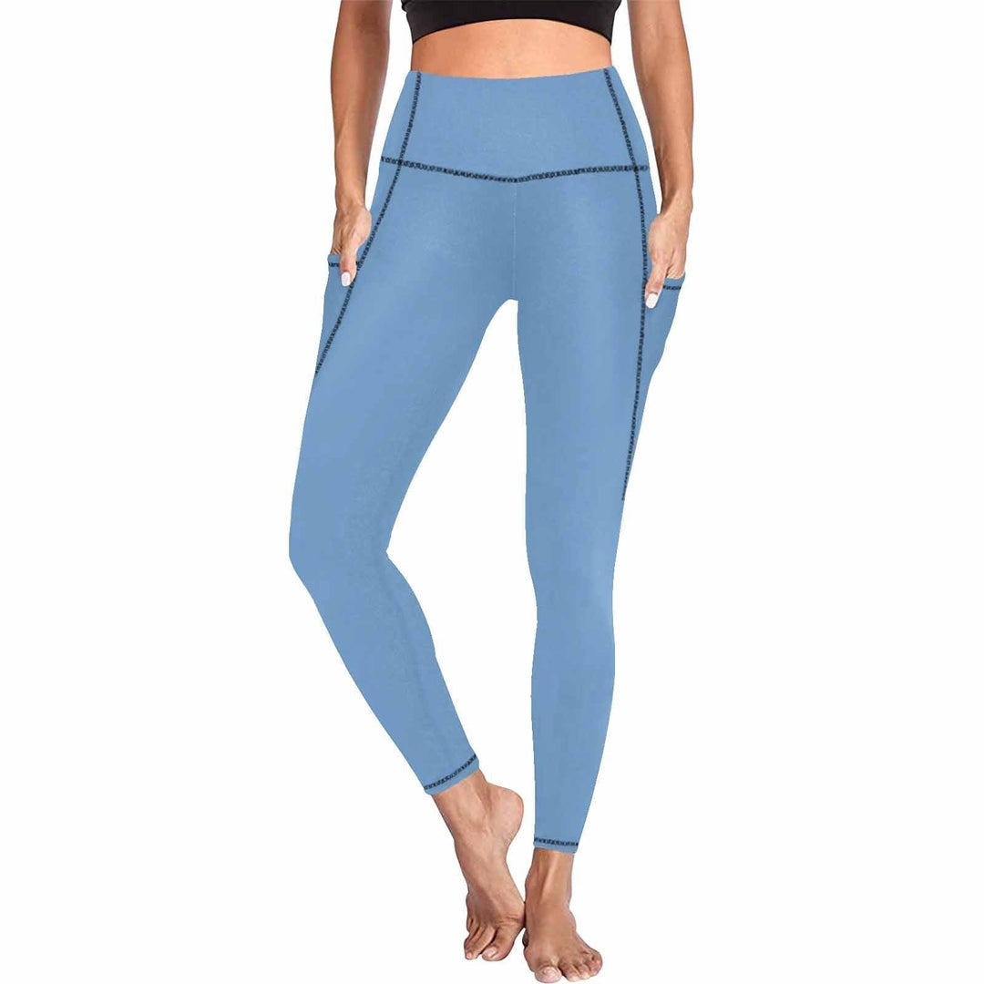 Womens Leggings with Pockets - Fitness Pants / Blue Gray - Womens | Leggings