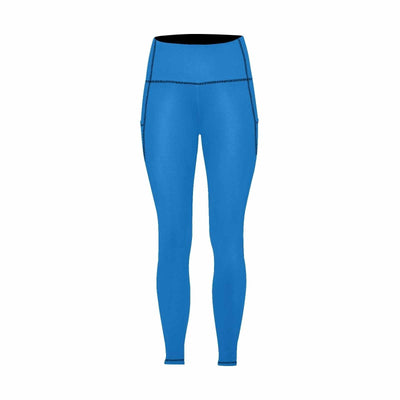Womens Leggings With Pockets - Fitness Pants / Blue Grotto - Womens | Leggings
