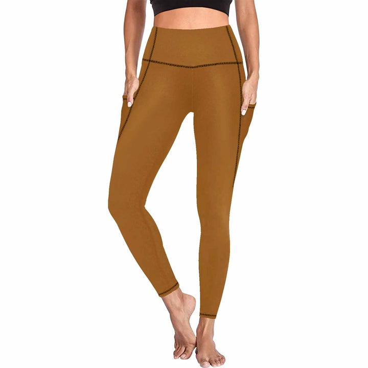 Womens Leggings with Pockets - Fitness Pants / Brown - Womens | Leggings