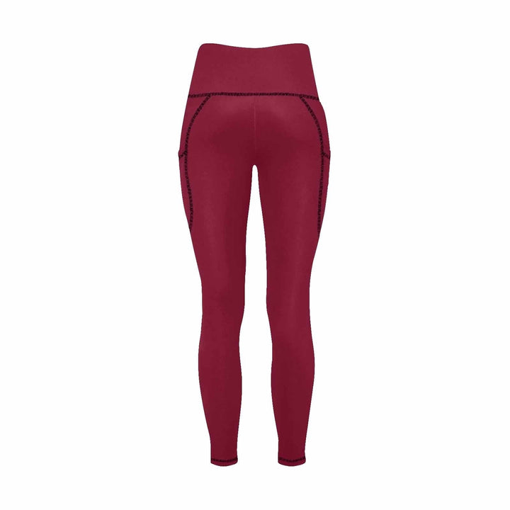 Womens Leggings with Pockets - Fitness Pants / Burgundy Red - Womens | Leggings