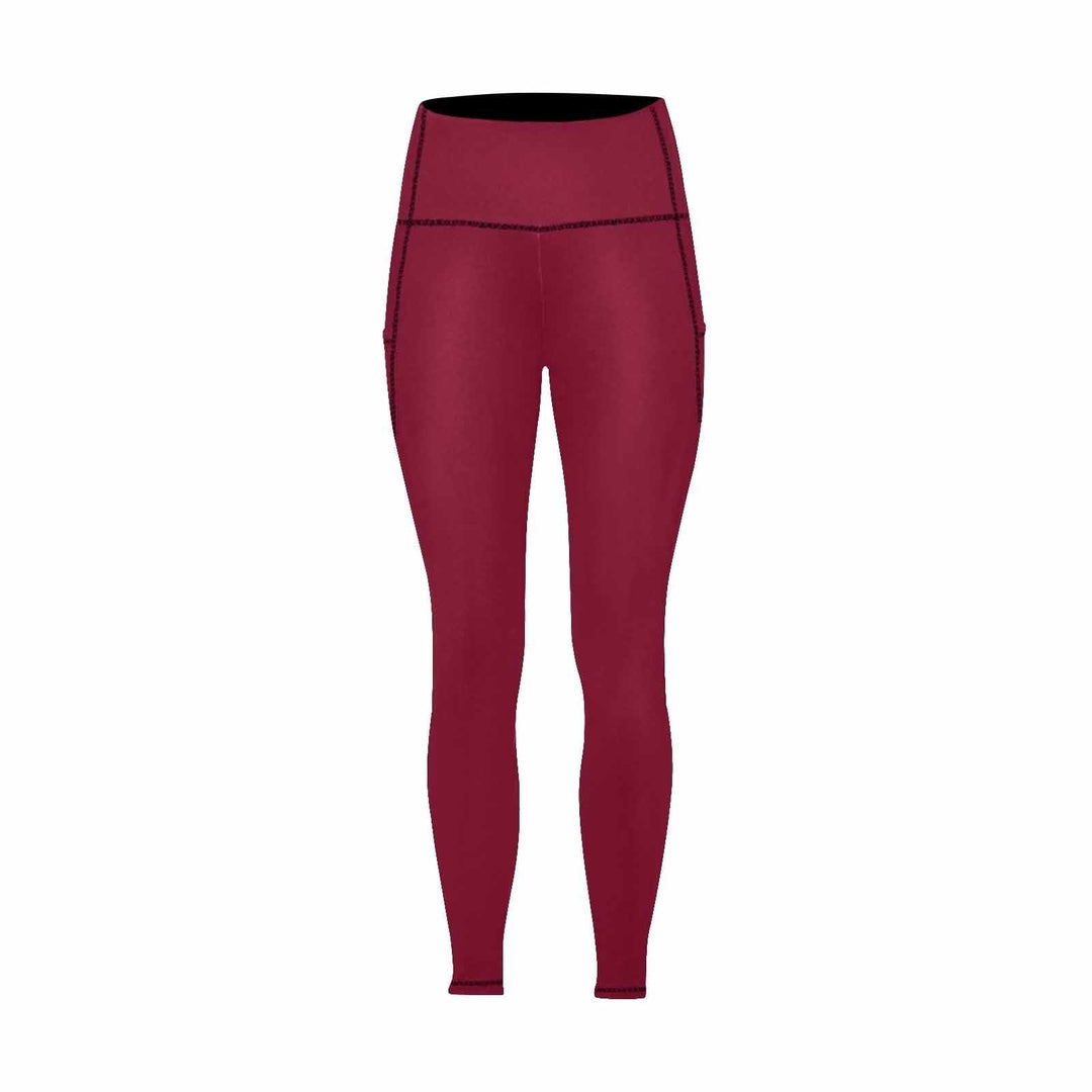 Womens Leggings with Pockets - Fitness Pants / Burgundy Red - Womens | Leggings