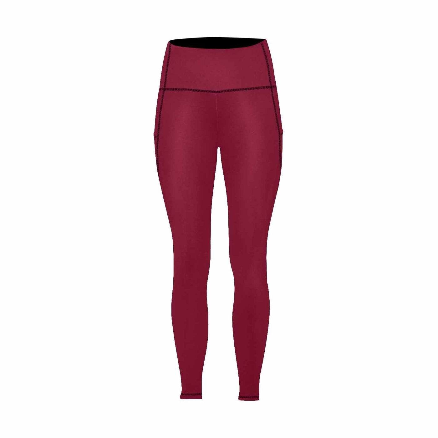 Womens Leggings With Pockets - Fitness Pants / Burgundy Red - Womens | Leggings