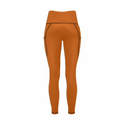 Womens Leggings With Pockets - Fitness Pants / Burnt Orange - Womens | Leggings