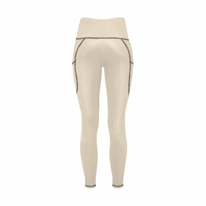 Womens Leggings with Pockets - Fitness Pants / Champagne Beige - Womens