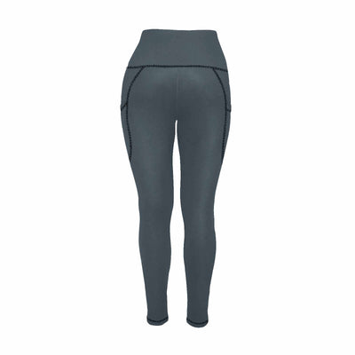 Womens Leggings With Pockets - Fitness Pants / Charcoal Black - Womens