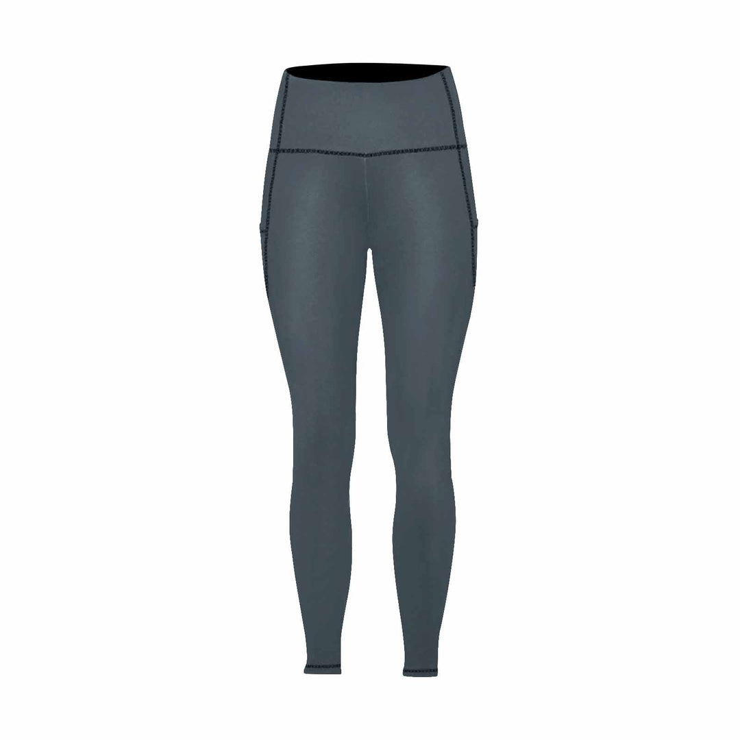 Womens Leggings with Pockets - Fitness Pants / Charcoal Black - Womens