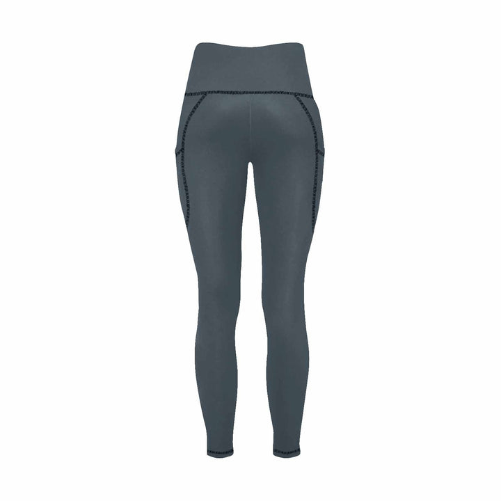 Womens Leggings with Pockets - Fitness Pants / Charcoal Black - Womens