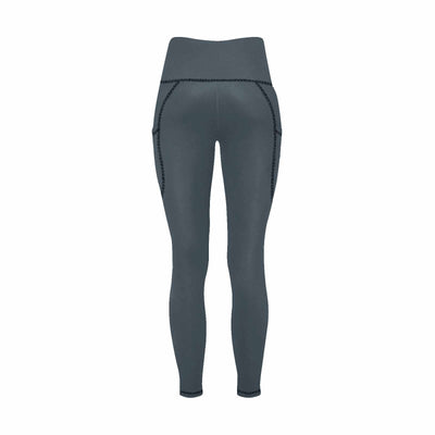 Womens Leggings With Pockets - Fitness Pants / Charcoal Black - Womens