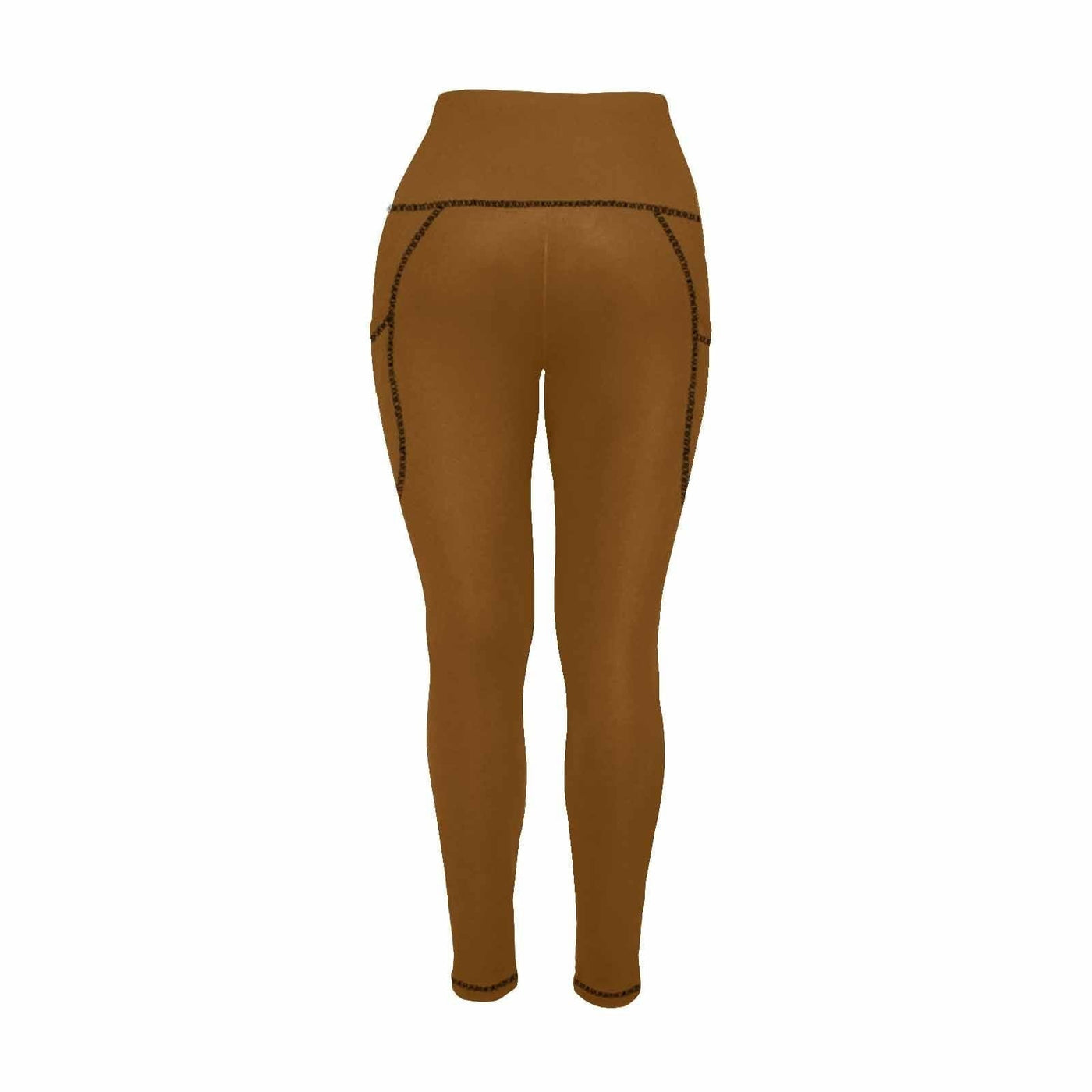 Womens Leggings With Pockets - Fitness Pants / Chocolate Brown - Womens