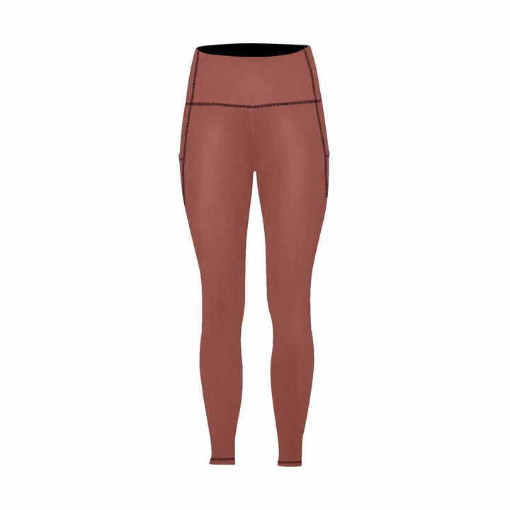 Womens Leggings with Pockets - Fitness Pants / Cognac Red - Womens | Leggings