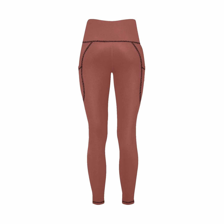 Womens Leggings with Pockets - Fitness Pants / Cognac Red - Womens | Leggings