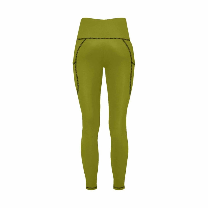 Womens Leggings with Pockets - Fitness Pants / Dark Olive Green - Womens