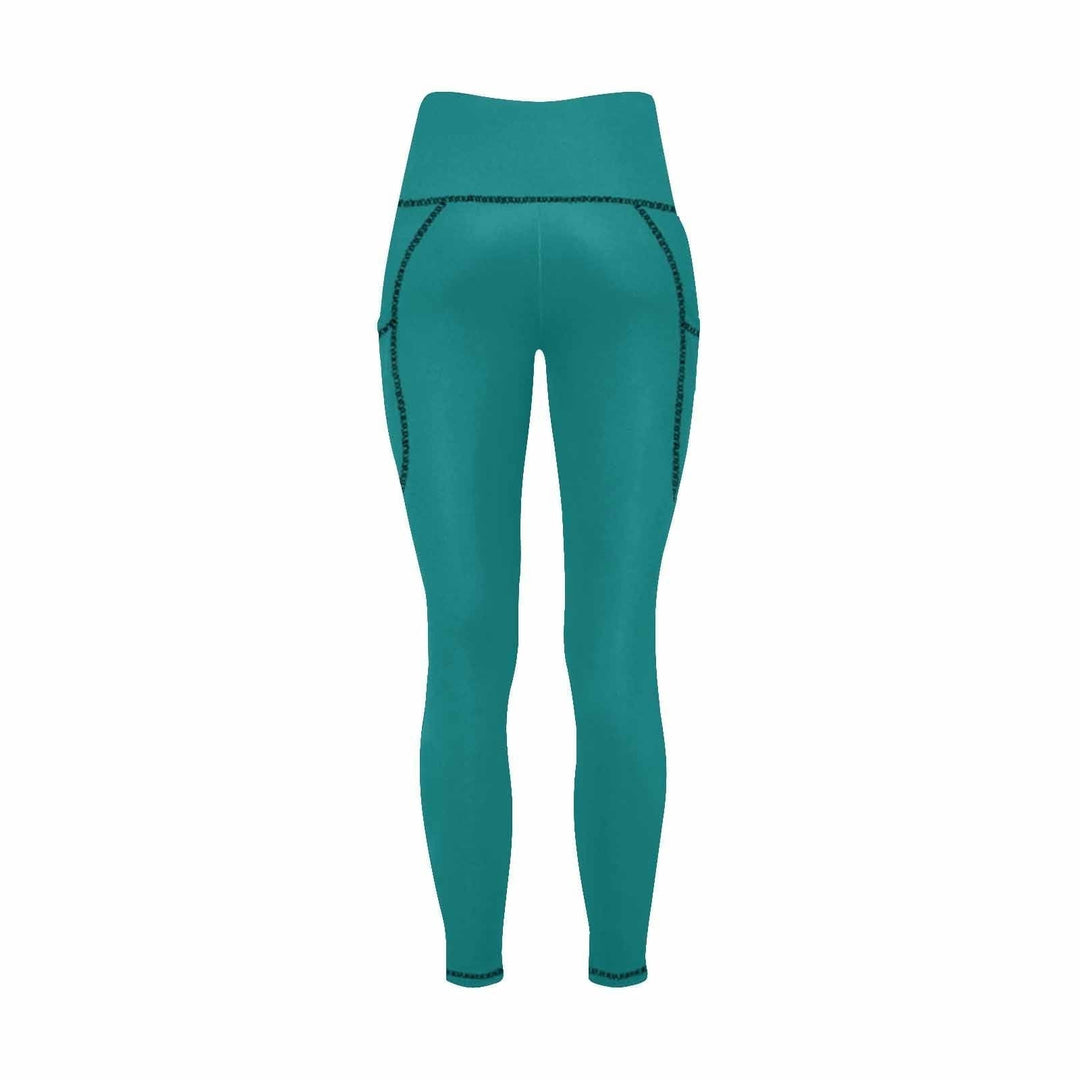 Womens Leggings with Pockets - Fitness Pants / Dark Teal Green - Womens