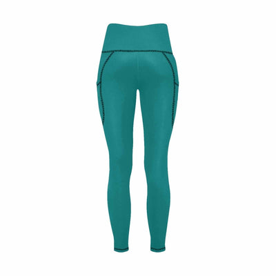 Womens Leggings With Pockets - Fitness Pants / Dark Teal Green - Womens