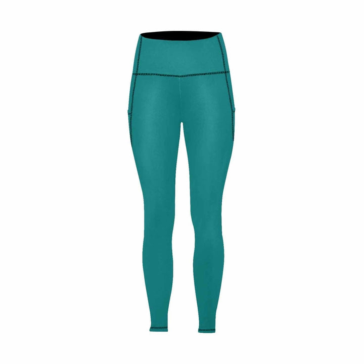 Womens Leggings with Pockets - Fitness Pants / Dark Teal Green - Womens