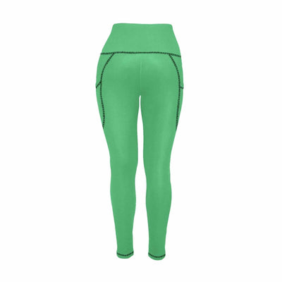 Womens Leggings With Pockets - Fitness Pants / Emerald Green - Womens | Leggings
