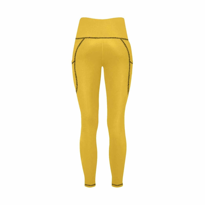 Womens Leggings with Pockets - Fitness Pants / Freesia Yellow - Womens