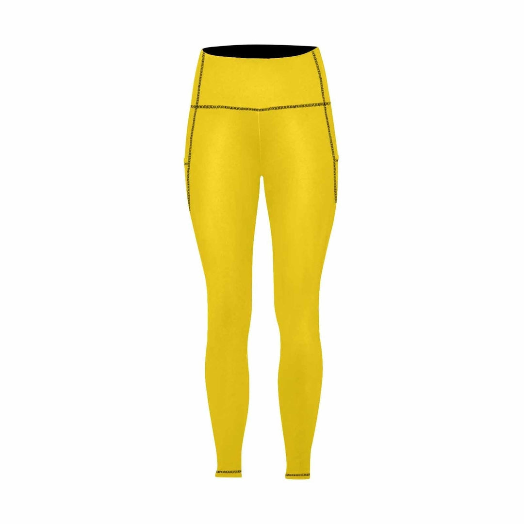 Womens Leggings with Pockets - Fitness Pants / Gold Yellow - Womens | Leggings