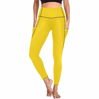 Womens Leggings With Pockets - Fitness Pants / Gold Yellow - Womens | Leggings