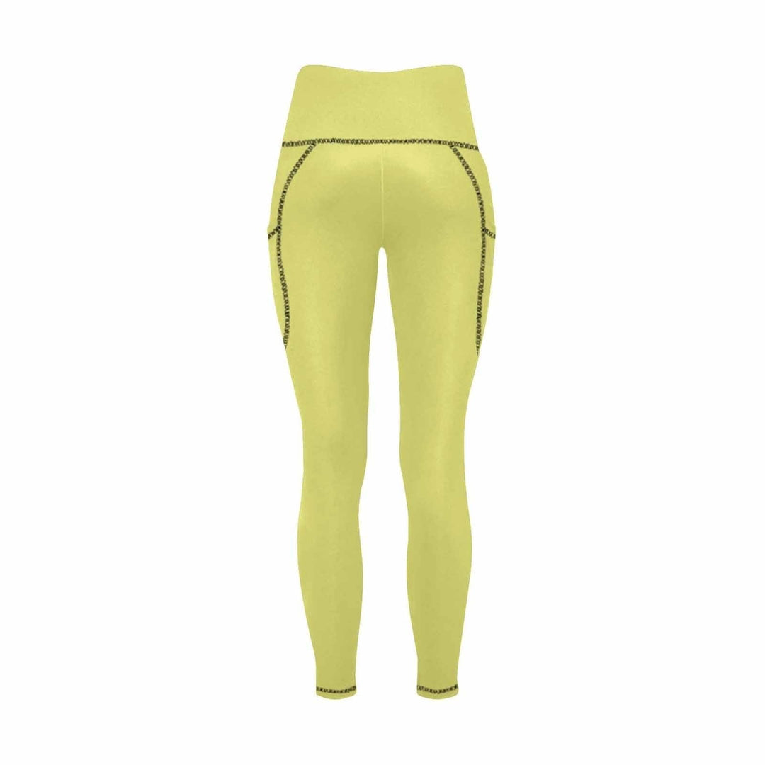 Womens Leggings with Pockets - Fitness Pants / Honeysuckle Yellow - Womens