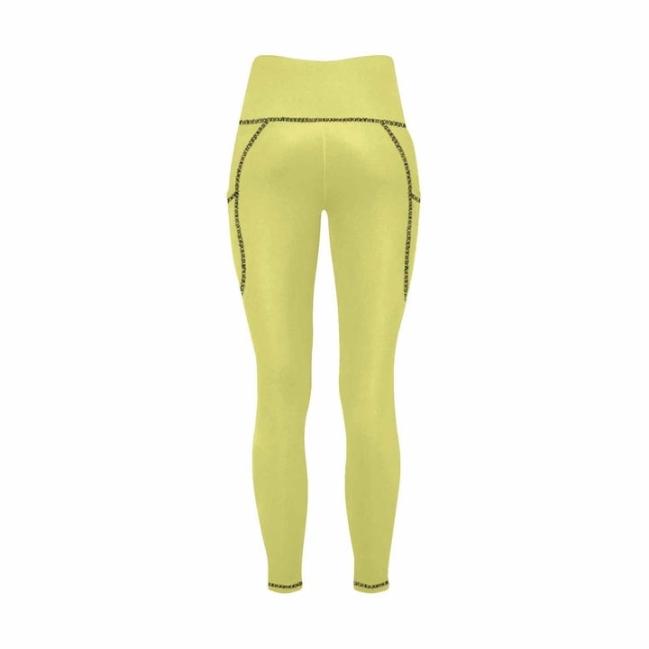 Womens Leggings with Pockets - Fitness Pants / Honeysuckle Yellow - Womens